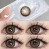SHEIN 1pair Brown Gradient Soft Contact Lenses, Annual Cosmetic Eye Makeup Lens