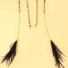 1pc Black Bead & Feather Decor Face Chain Nose Ring