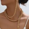 1pc Women Retro Punk Style Snake Wrap Around Earrings Necklace Set, Fashion Accessory