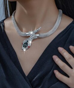 SHEIN 1pc Fashion Rhinestone Serpent Necklace