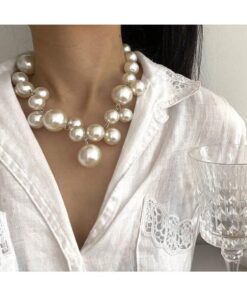 SHEIN 1pc Faux Pearl Necklace, A Perfect Mother's Day Gift, Fashionable Faux Pearl Necklaces