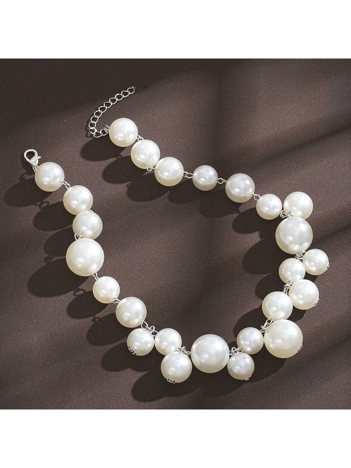 SHEIN 1pc Faux Pearl Necklace, A Perfect Mother's Day Gift, Fashionable Faux Pearl Necklaces - Image 2