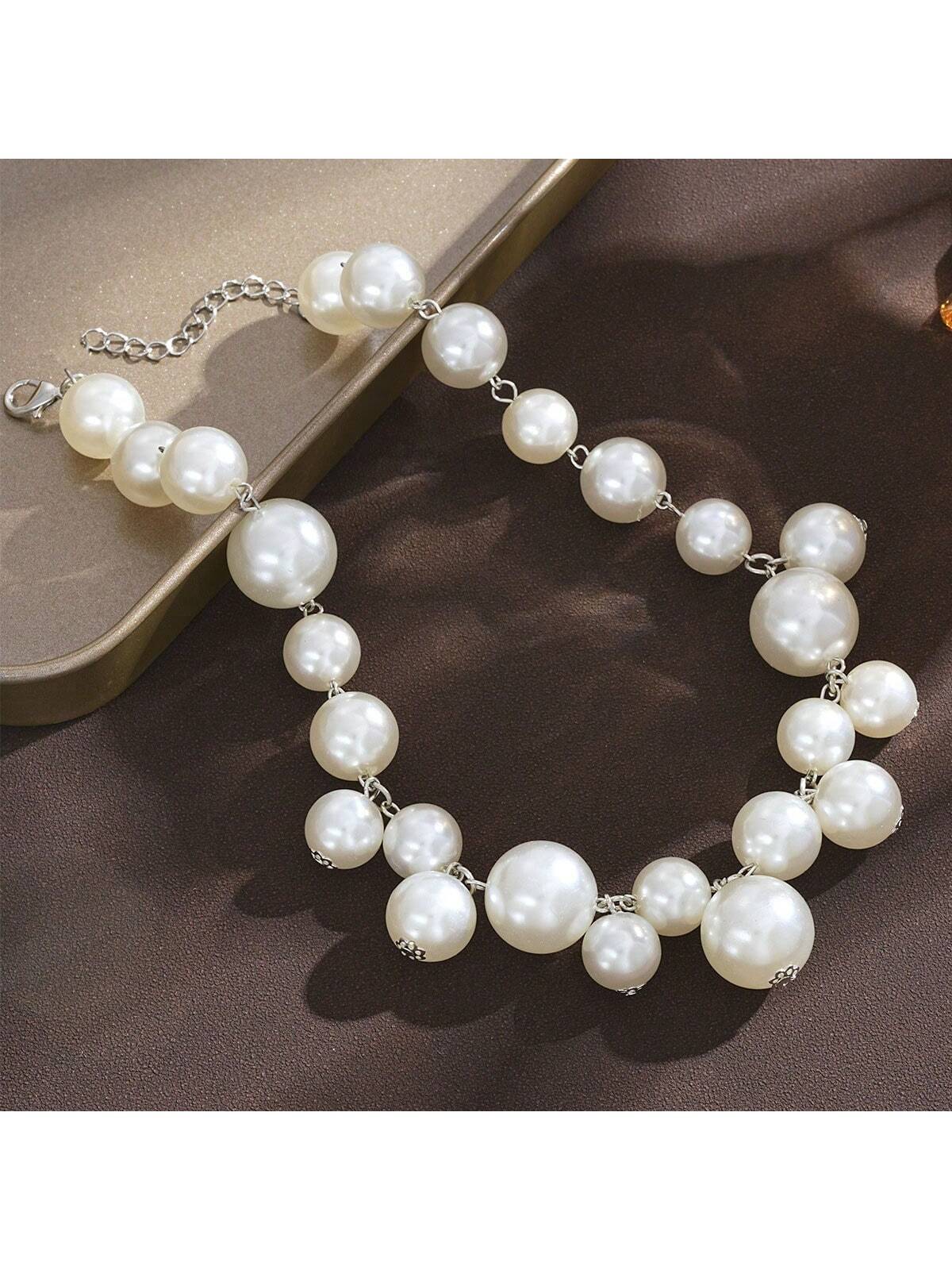 SHEIN 1pc Faux Pearl Necklace, A Perfect Mother's Day Gift, Fashionable Faux Pearl Necklaces - Image 3