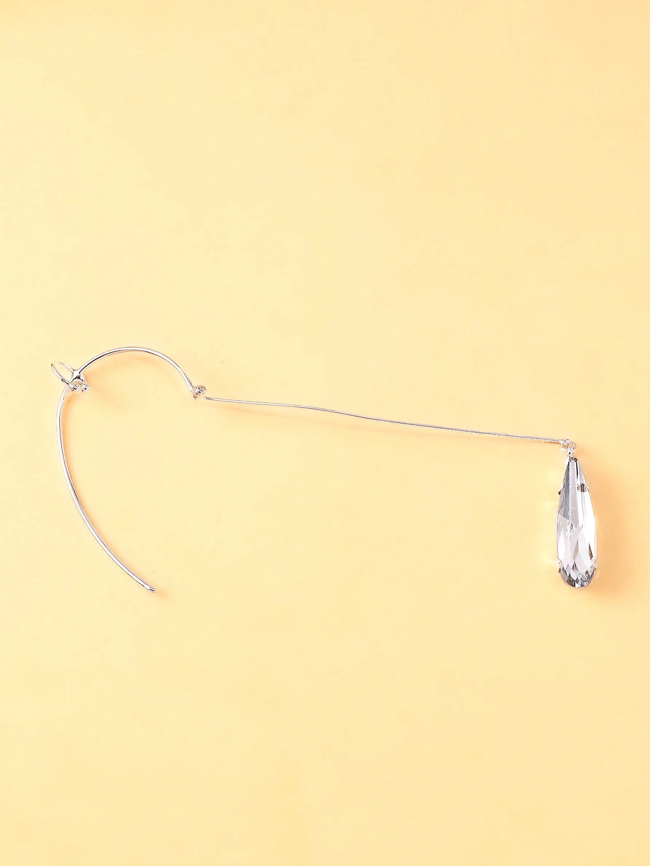 SHEIN 1pc Luxury Teardrop Ear Cuff, Versatile Personalized Faux Crystal Earrings - Image 2