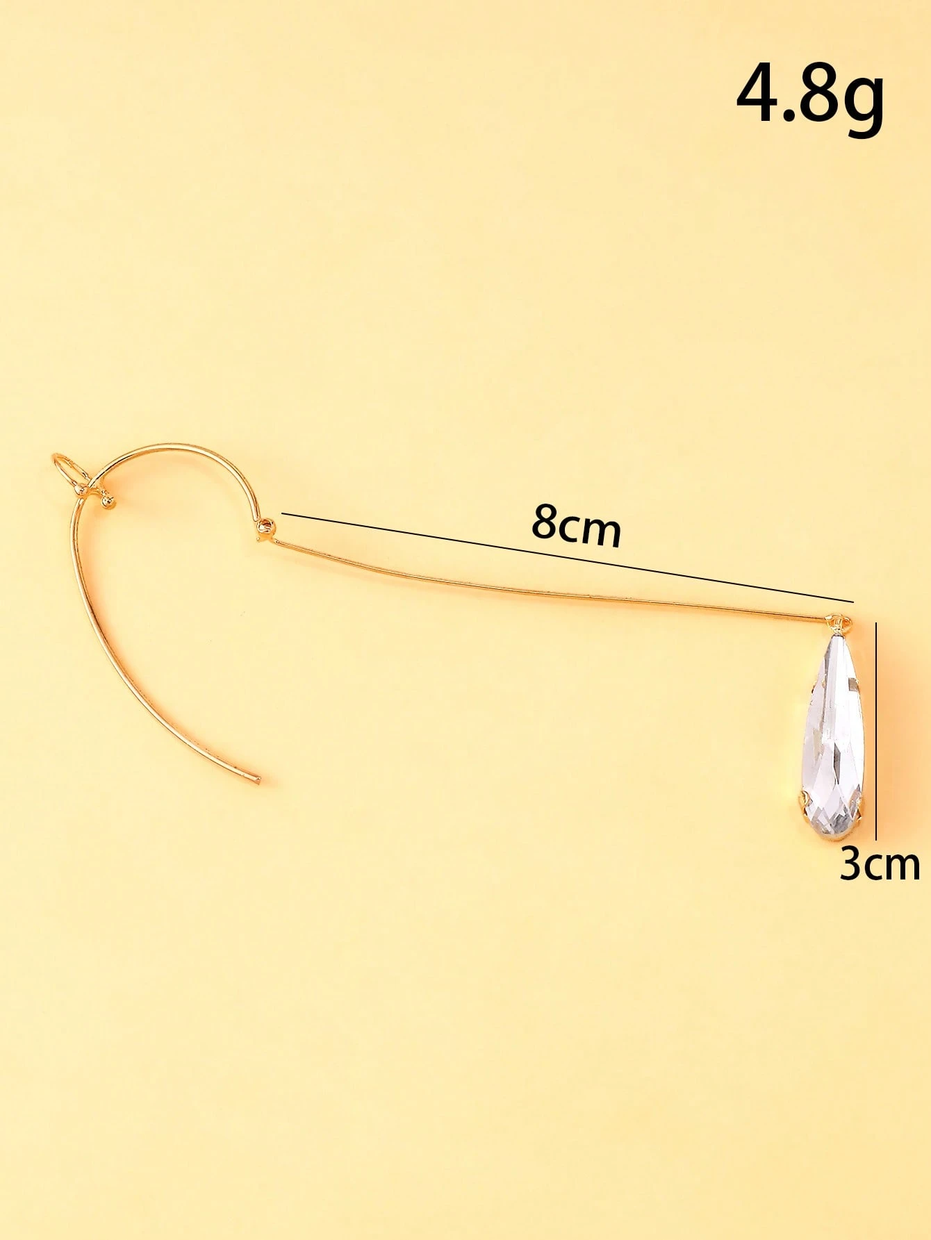 SHEIN 1pc Luxury Teardrop Ear Cuff, Versatile Personalized Faux Crystal Earrings - Image 3