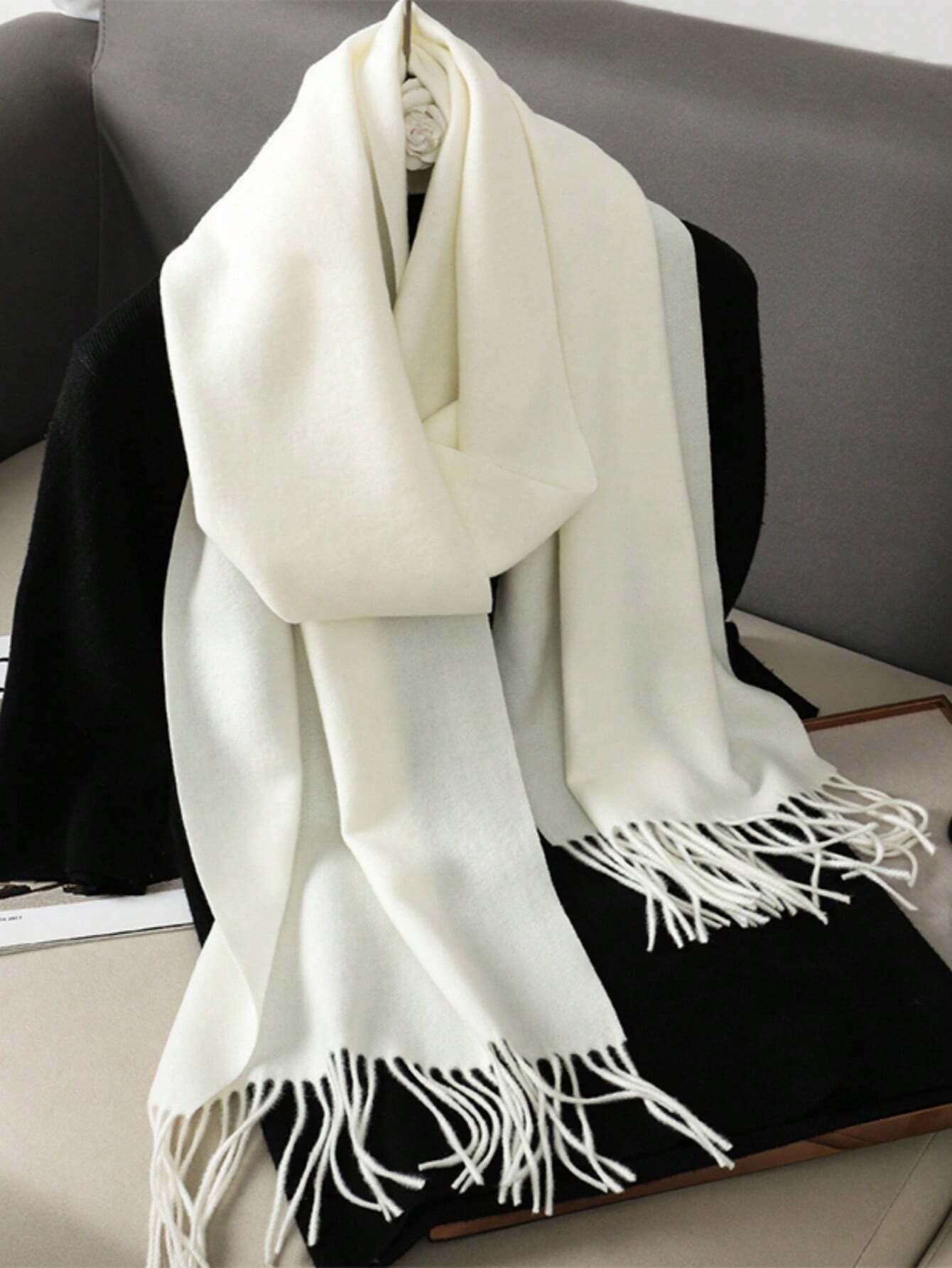 SHEIN 1pc Women Simple Solid Color Regular Style Faux Cashmere Scarf - Image 2