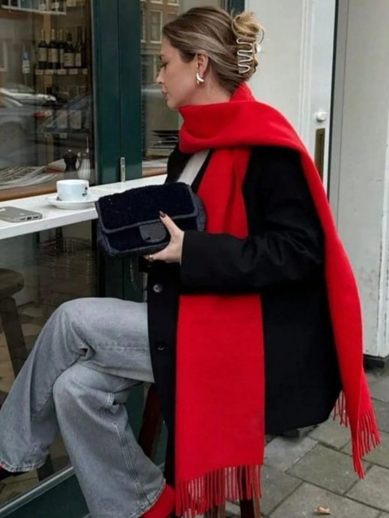 SHEIN 1pc Women's Solid Color Faux Cashmere Scarf