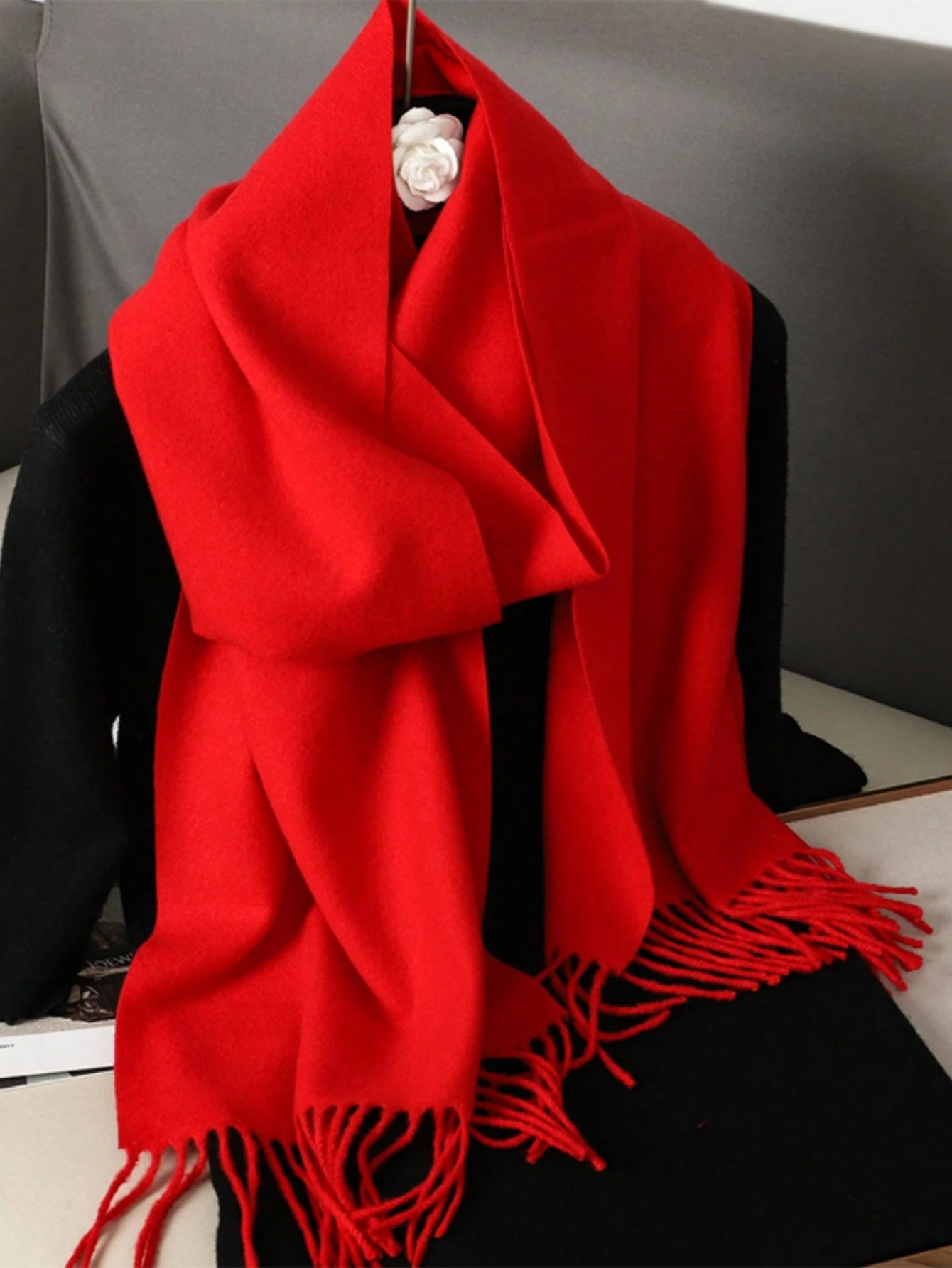 SHEIN 1pc Women's Solid Color Faux Cashmere Scarf - Image 3