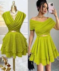 Chiquease Women's Criss-Cross Hollow Out Ruffle Hem Vacation Beach Dress