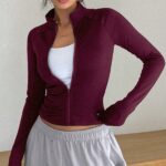 SHEIN DAZY New Slim Fit Women Solid Color Zip-Up Casual Lightweight Jacket