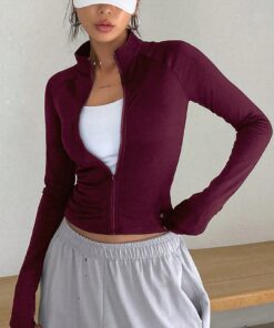 SHEIN DAZY New Slim Fit Women Solid Color Zip-Up Casual Lightweight Jacket