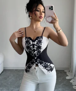 SHEIN Elenzga Women's Spring/Summer Casual Versatile Contrast Color