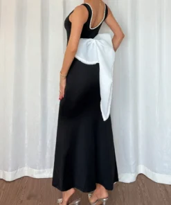 Alternative view of SHEIN Islaluna Square Neck Long Bodycon Dress Women's Backless Bow Design