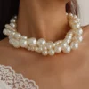 Mydear 1pc Elegant Multi-Layer Pearl & Alloy Necklace