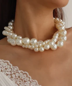 Mydear 1pc Elegant Multi-Layer Pearl & Alloy Necklace