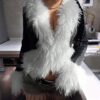 SHEIN Patchwork Contrast Color Faux Fur Coats For Women, Luxurious And Elegant Style