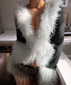 Alternative view of SHEIN Patchwork Contrast Color Faux Fur Coats For Women, Luxurious And Elegant Style