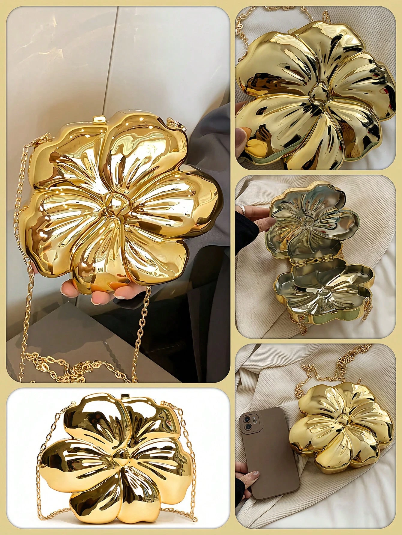 SHEIN Women's Elegant Mini Flower Shaped Chain Crossbody Bag - Image 2