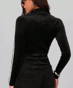 Alternative view of SHEIN Women's Fashion Comfortable Versatile Black & White Contrast Color Drawstring Design