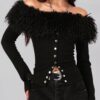 SHEIN Women's Fashionable Elegant Comfortable Faux Fur Off Shoulder Collar