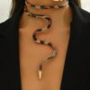 1pc Fashionable Exaggerated Adjustable Faux Snakeskin Pattern Choker Necklace