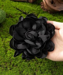 Alternative view of SHEIN 1pc New Black Handmade Burn Edge Flower