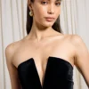 AiiRZ Velvet Plunge V-Neck Bandeau Midaxi Dress
