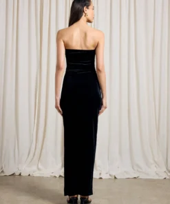 Alternative view of SHEIN AiiRZ Velvet Plunge V-Neck Bandeau Midaxi Dress