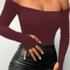 ChicMe Women's Off Shoulder Long Sleeve Top
