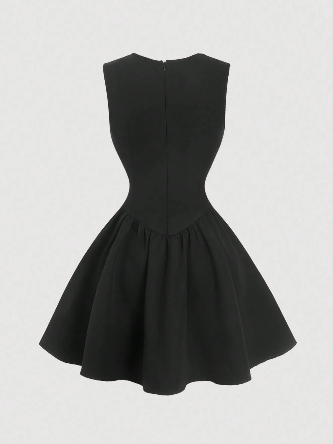 SHEIN MOD Black Asymmetric Mandarin Collar Mini Dress - Image 2