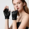 Unisex Fashion Solid Color PU Punk Half Finger Gloves