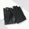 Unisex Fashion Solid Color PU Punk Half Finger Gloves